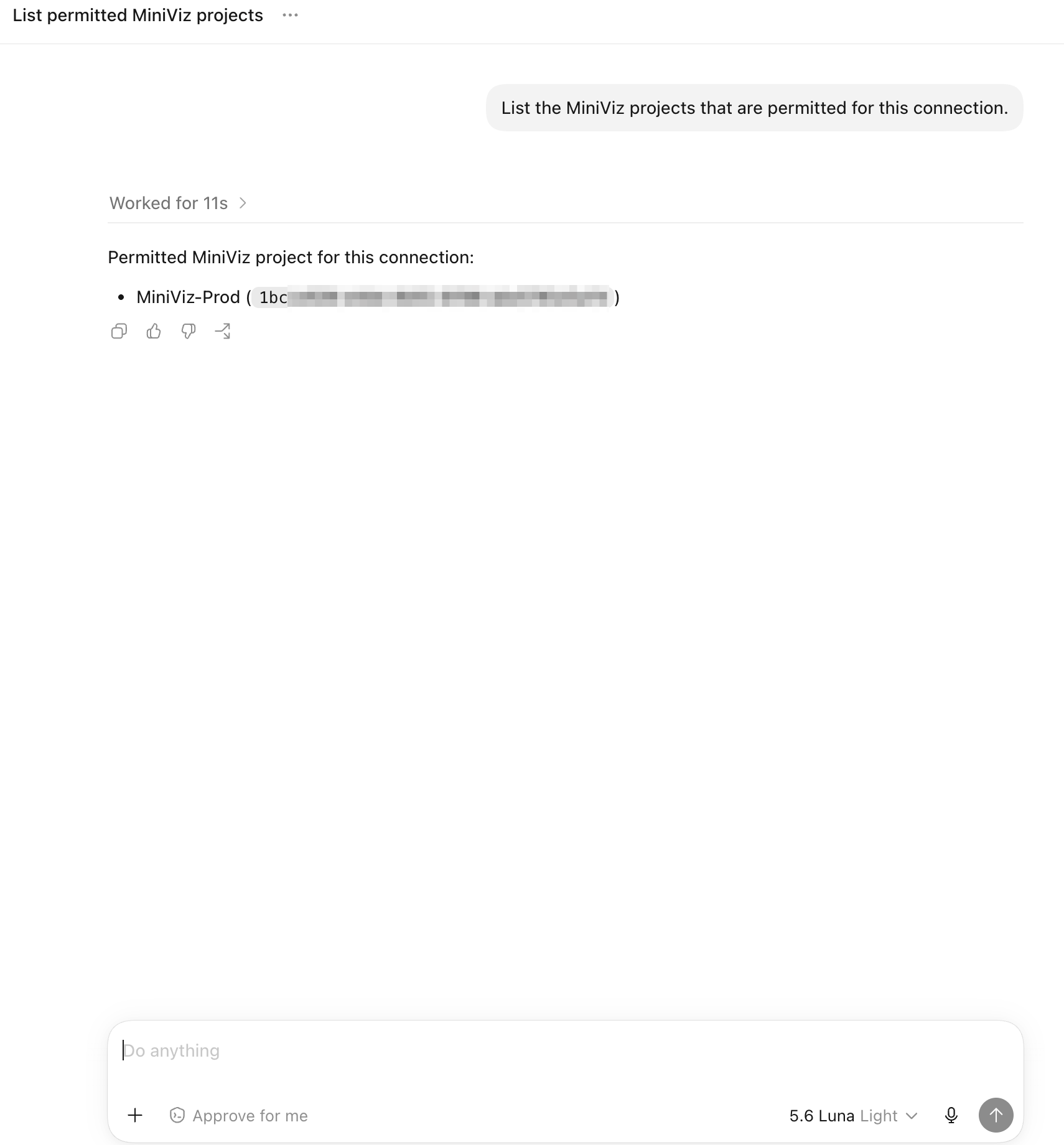Confirm permitted Miniviz projects in Codex
